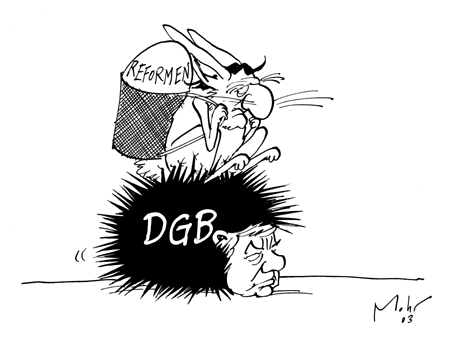 Hase auf Igel