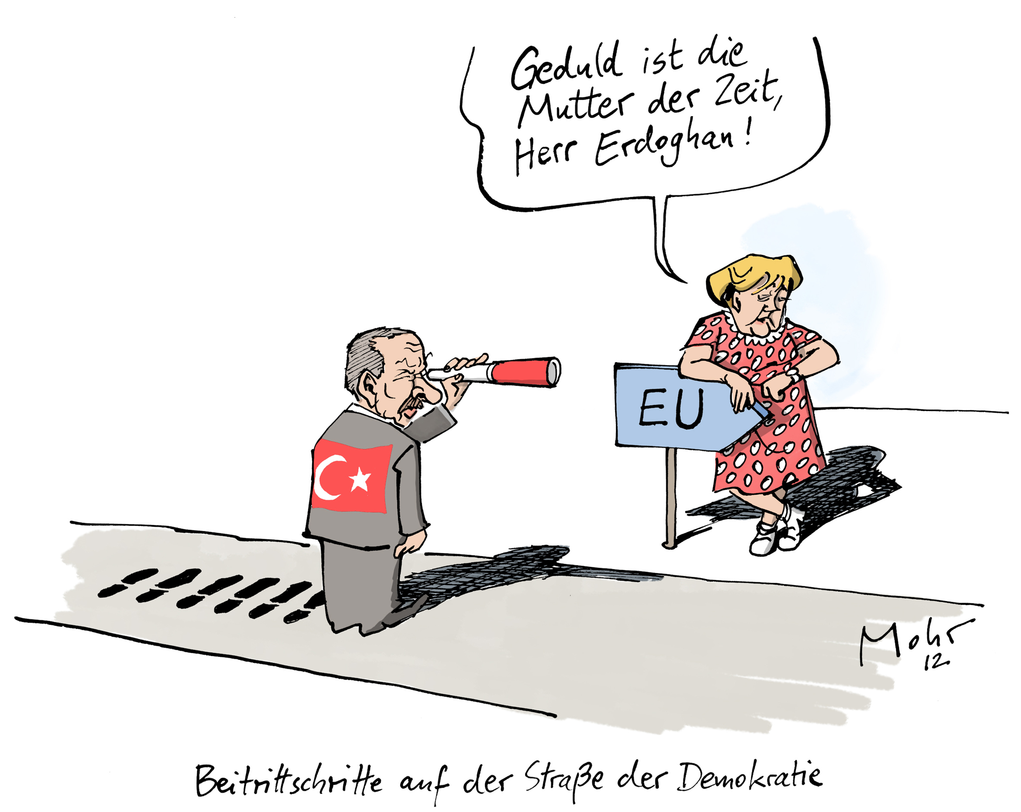 Beitrittschritte auf der Straße der Demokratie