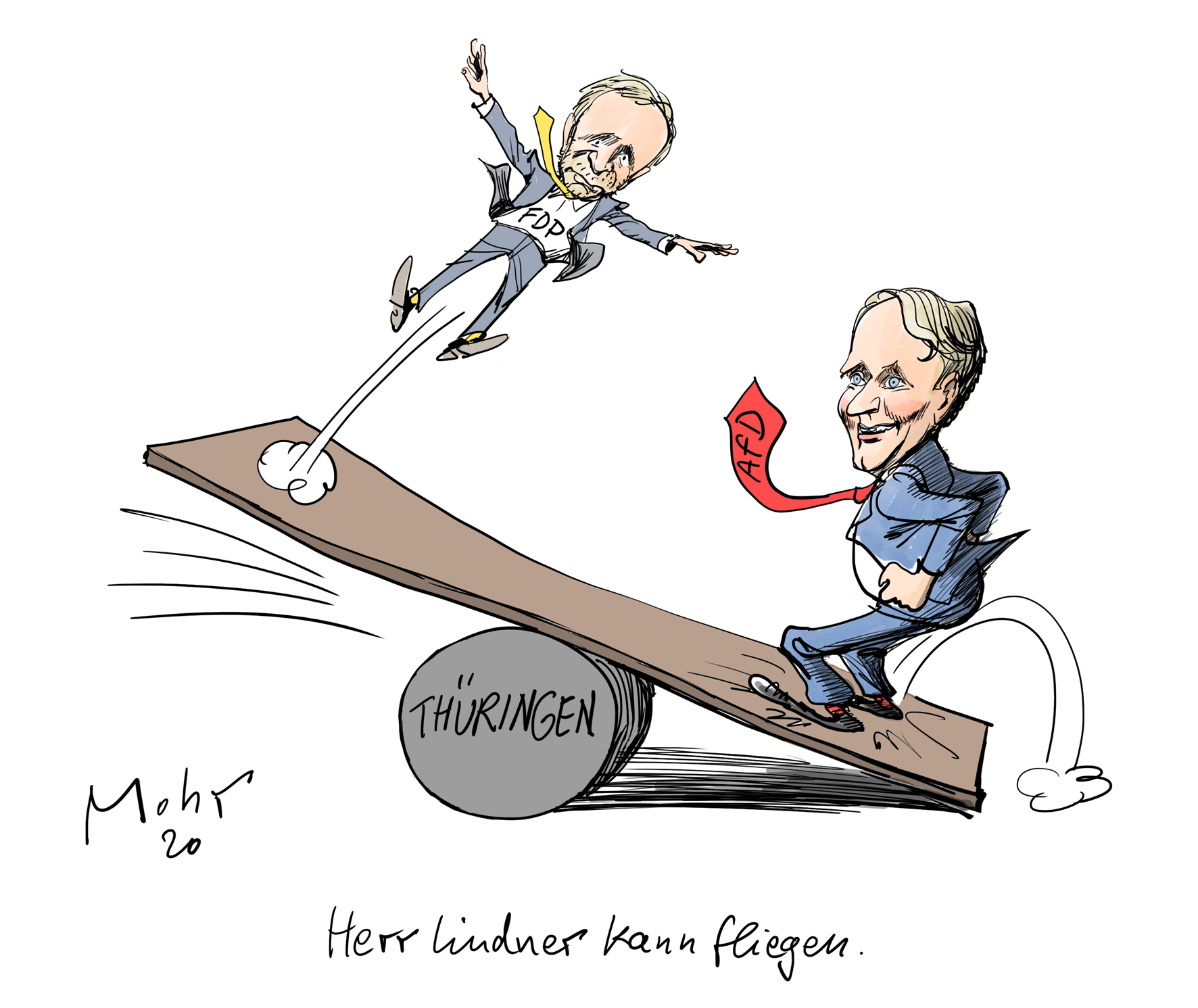 Herr Lindner kann fliegen.